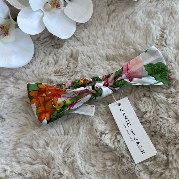 Janie & Jack Baby Tropical Flamingo Soft Headband in White Tropical Flamingo OS - Picture 2 of 4